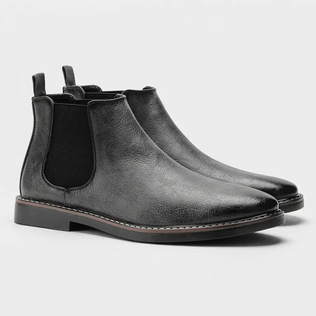 Heren Klassieke Leren Chelsea Boots met Elastische Zijpanelen