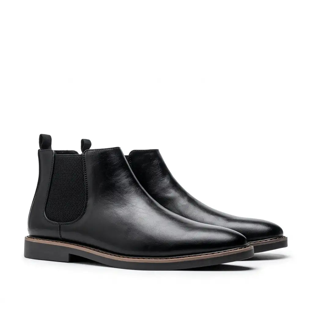 Heren Klassieke Leren Chelsea Boots met Elastische Zijpanelen