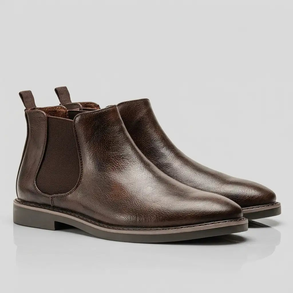 Heren Klassieke Leren Chelsea Boots met Elastische Zijpanelen