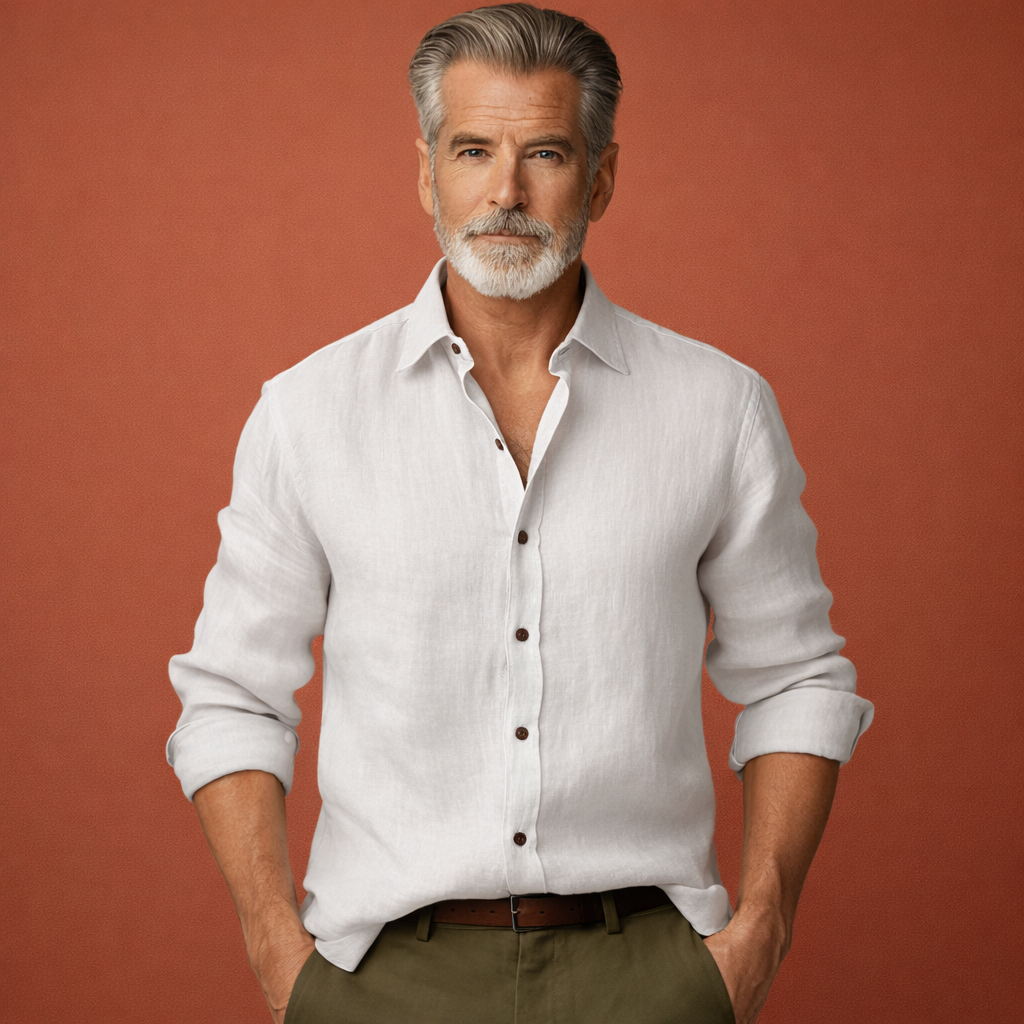 Camisa de hombre manga larga ajuste relajado casual verano