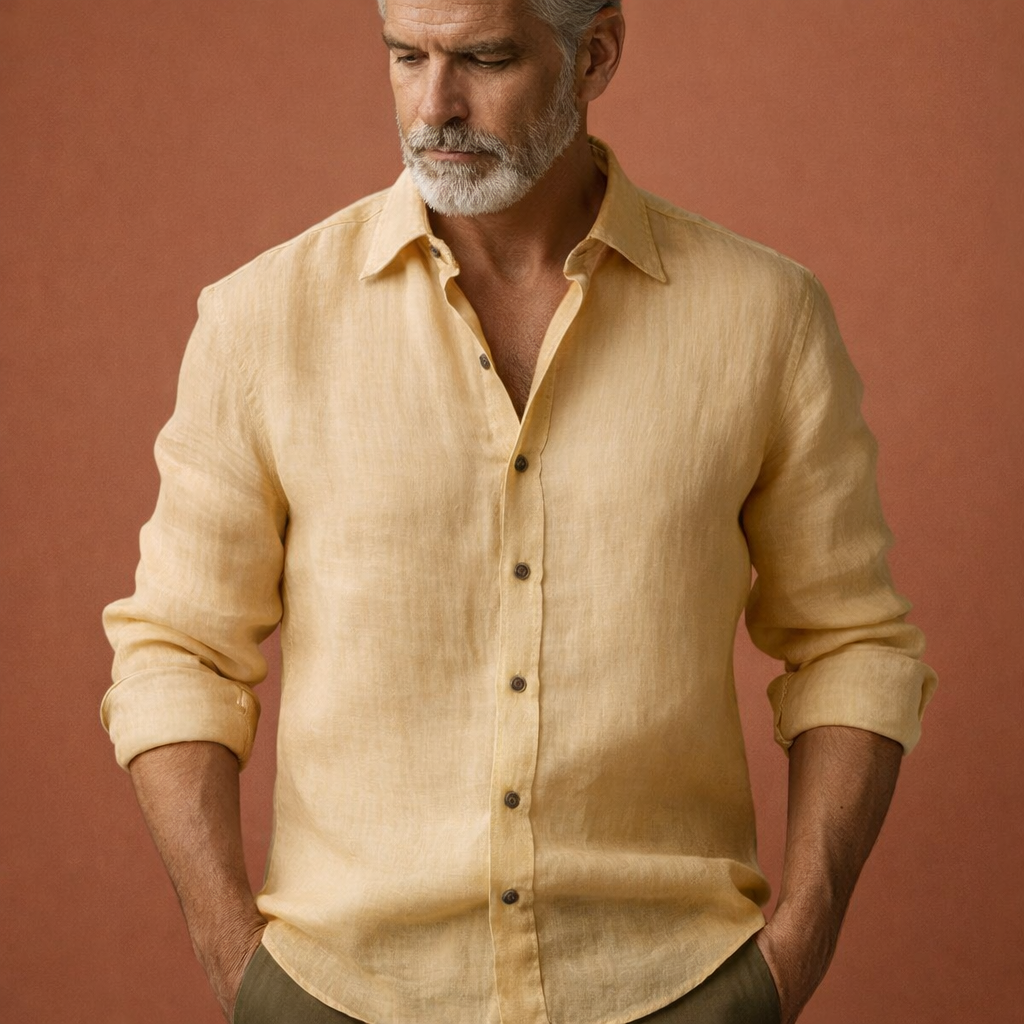 Camisa de hombre manga larga ajuste relajado casual verano