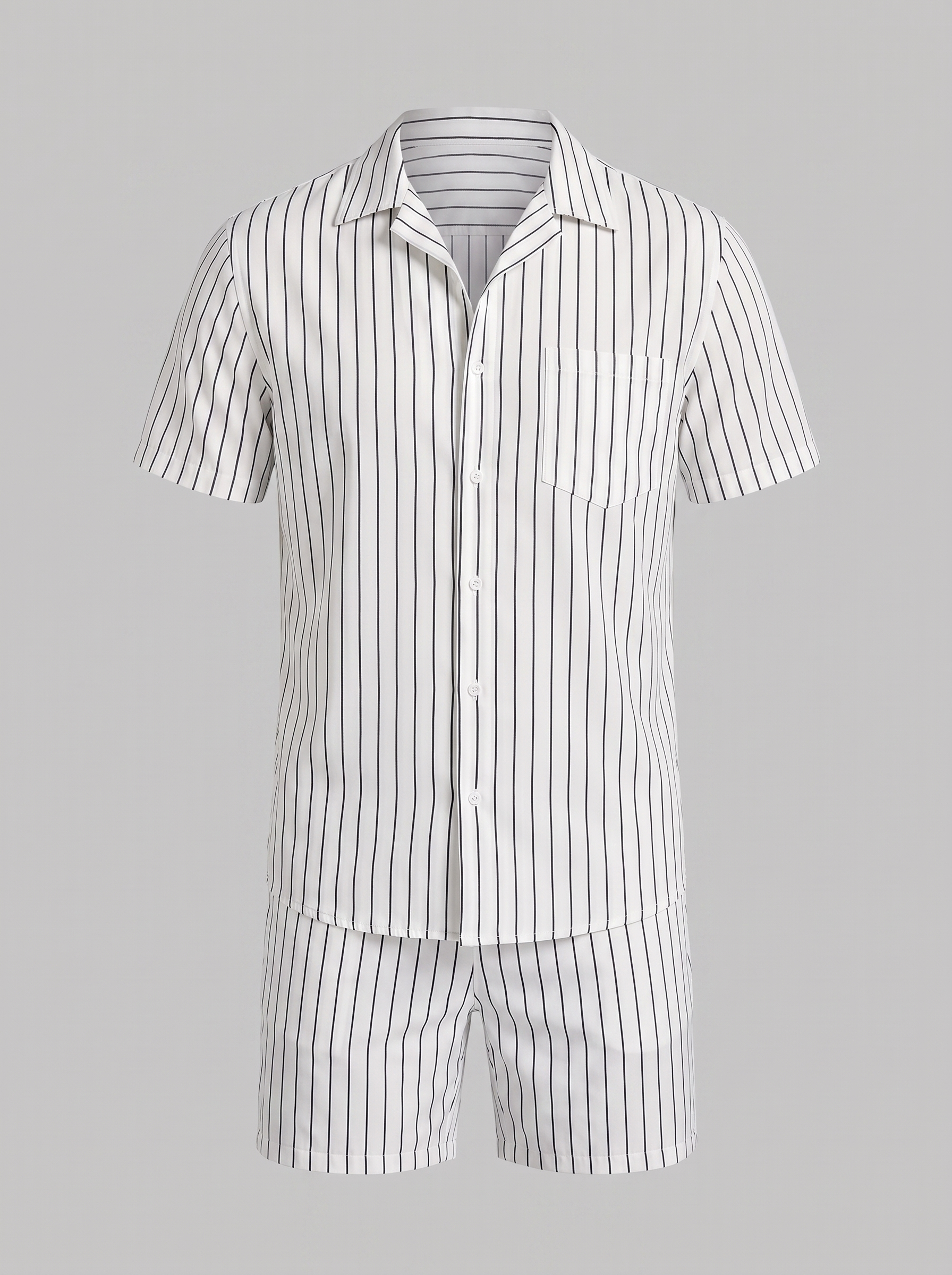 Męski zestaw Pinstripe z krótkim rękawem na lato