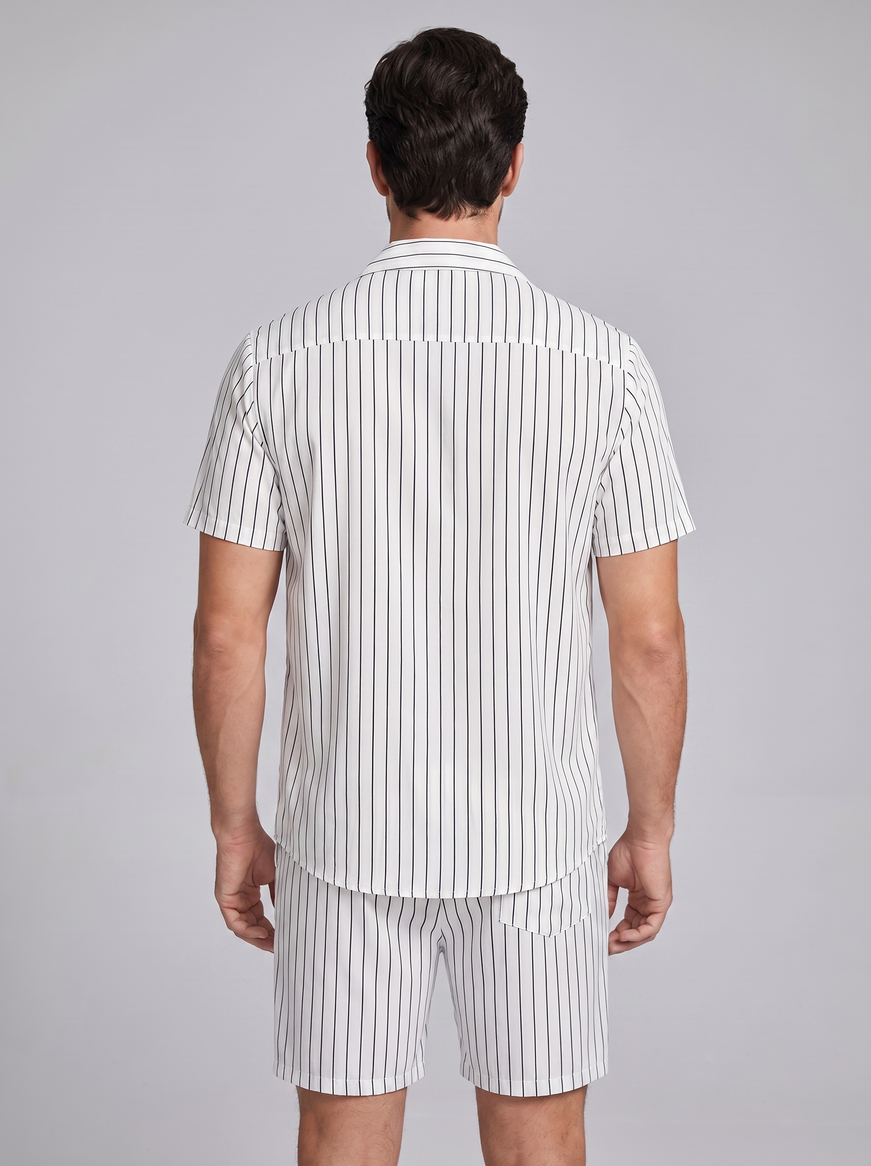 Męski zestaw Pinstripe z krótkim rękawem na lato