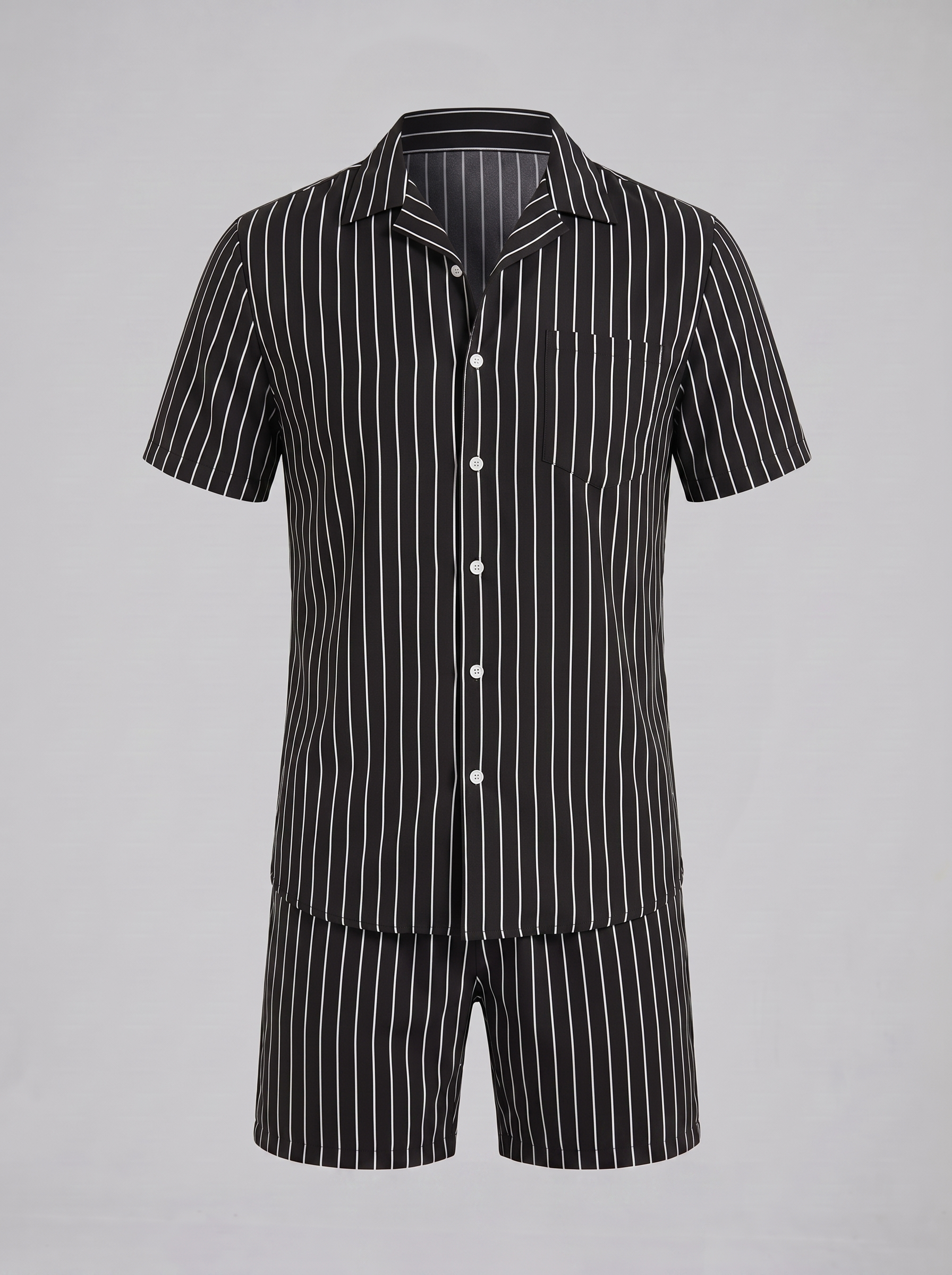 Męski zestaw Pinstripe z krótkim rękawem na lato