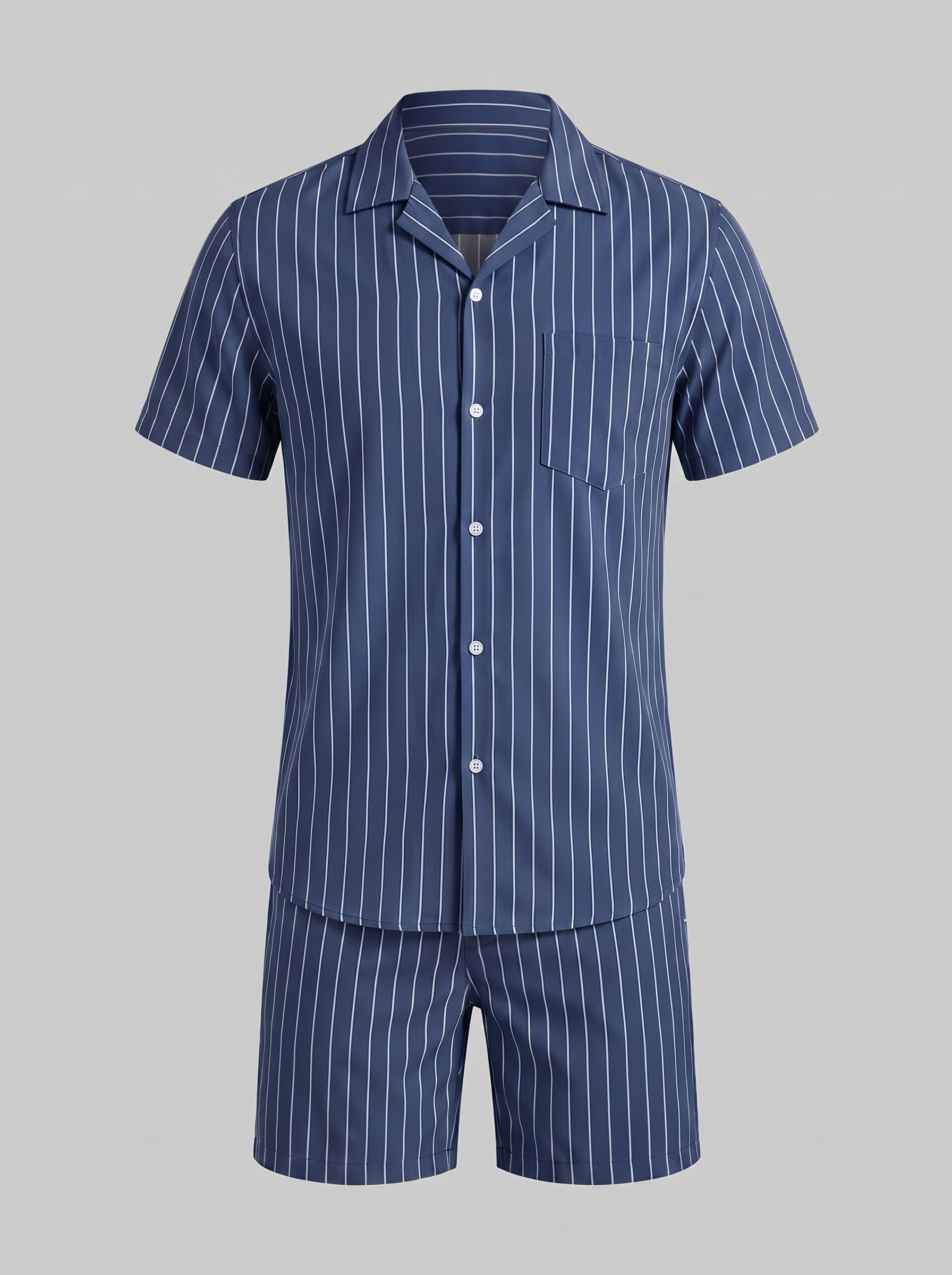 Męski zestaw Pinstripe z krótkim rękawem na lato