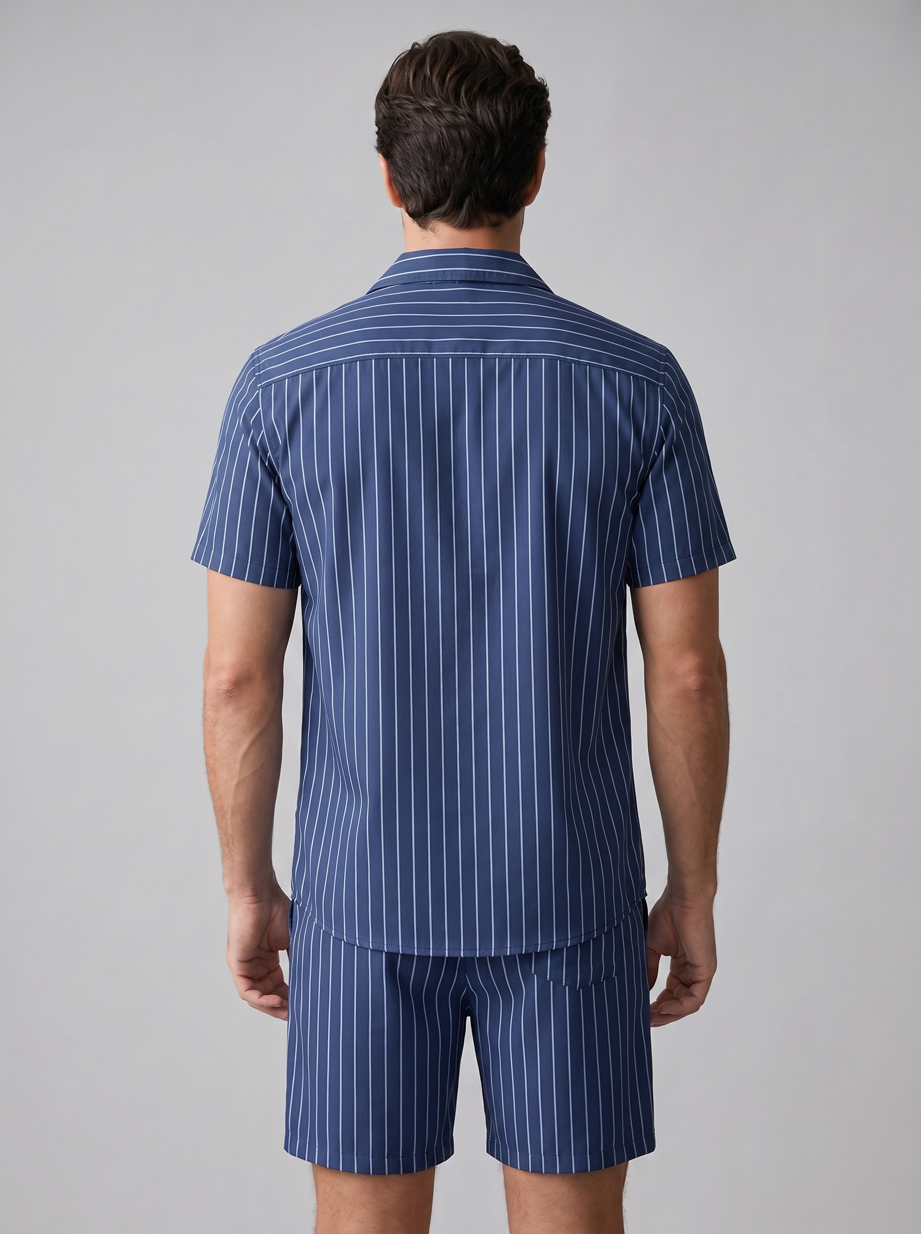 Męski zestaw Pinstripe z krótkim rękawem na lato