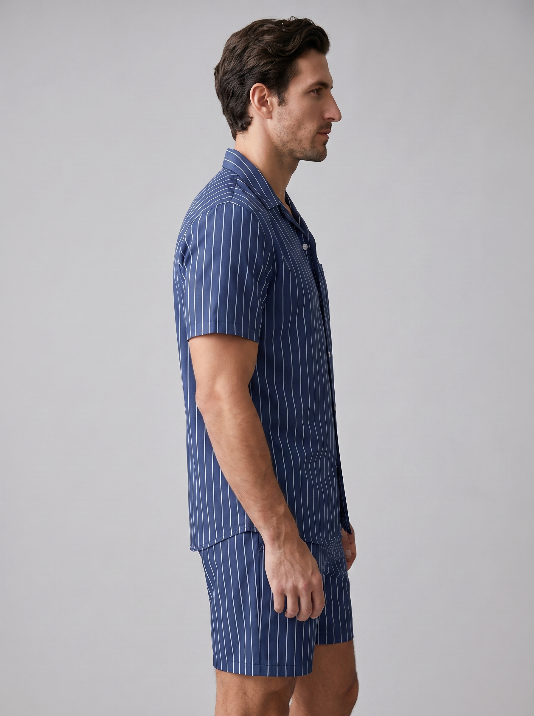 Męski zestaw Pinstripe z krótkim rękawem na lato