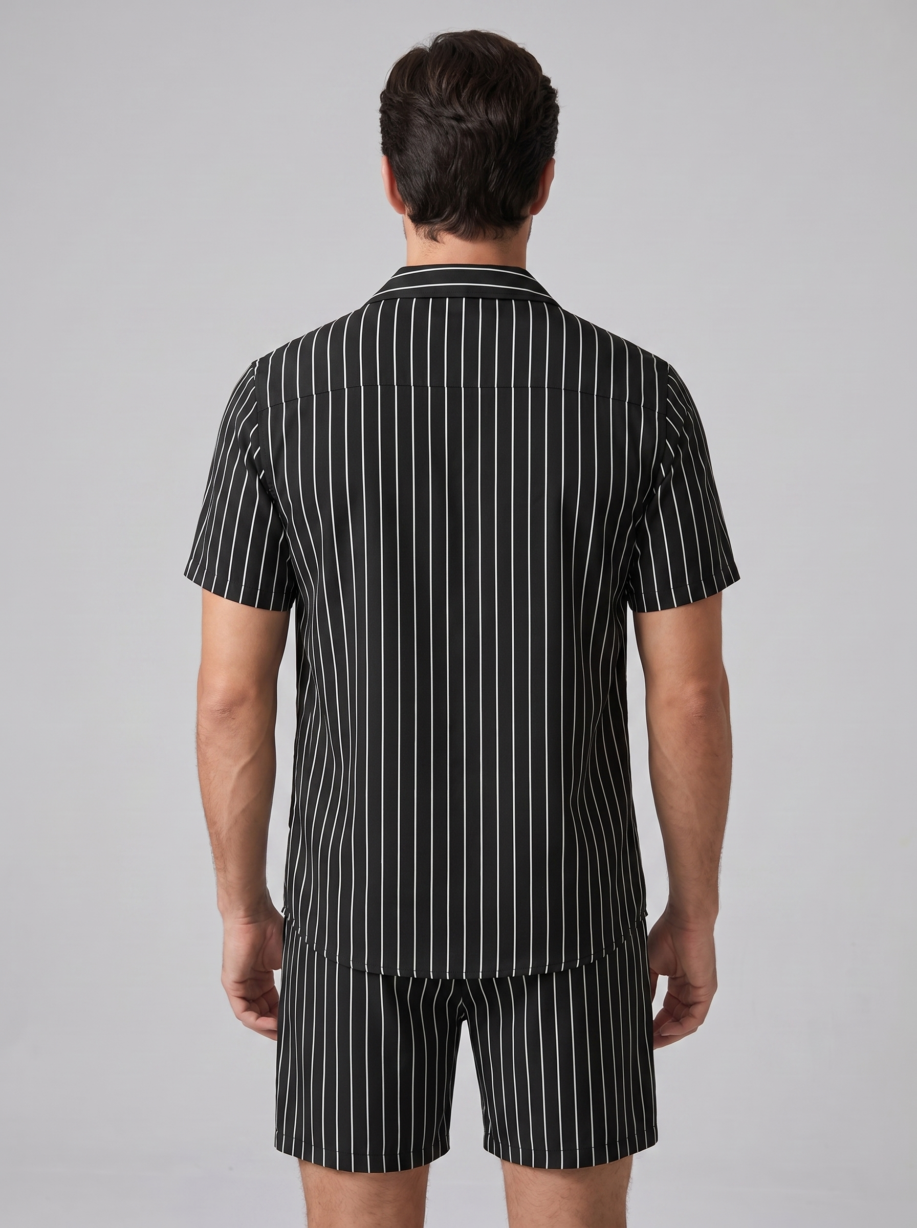 Męski zestaw Pinstripe z krótkim rękawem na lato