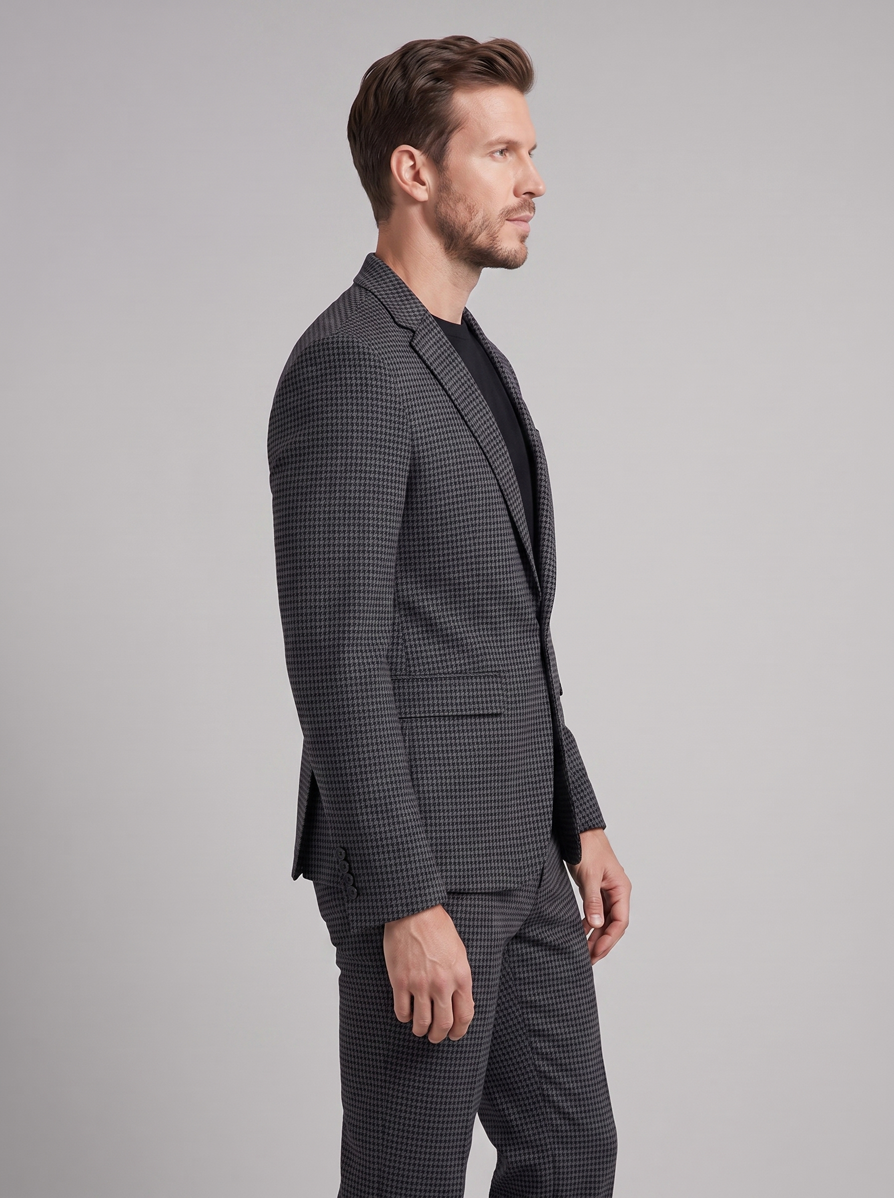Ανδρικό Κοστούμι με Καρό Σχέδιο Tailored