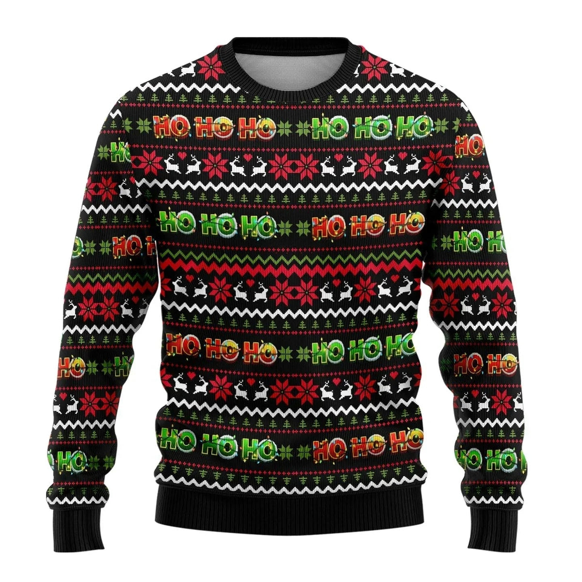 Heren Speelse Kersttrui met Allover Print en Ronde Hals