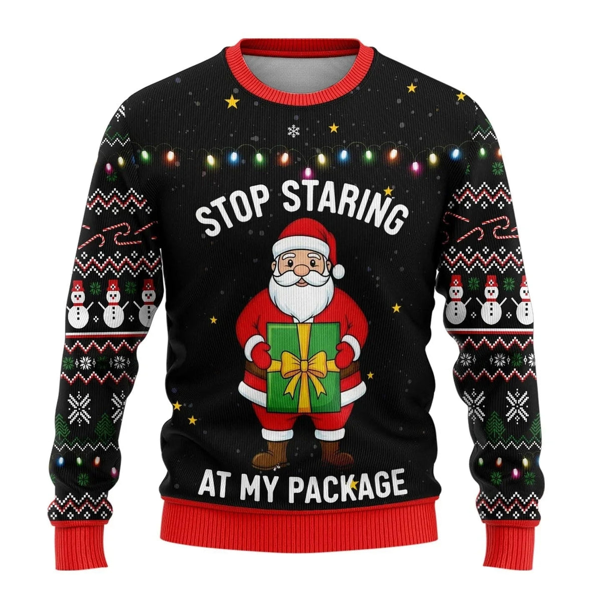 Heren Speelse Kersttrui met Allover Print en Ronde Hals