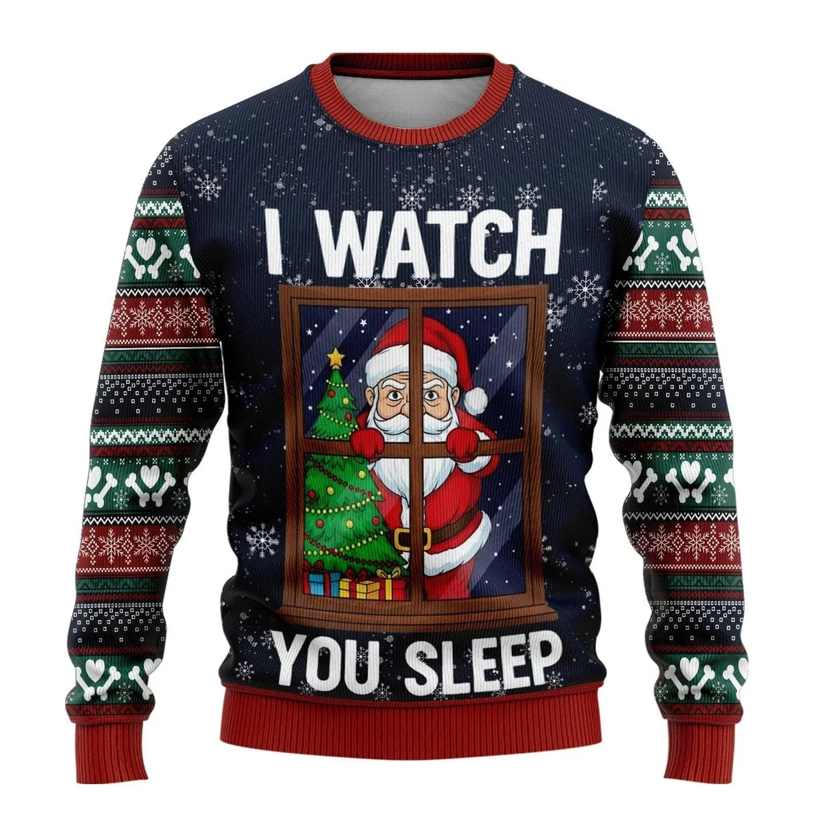 Heren Speelse Kersttrui met Allover Print en Ronde Hals
