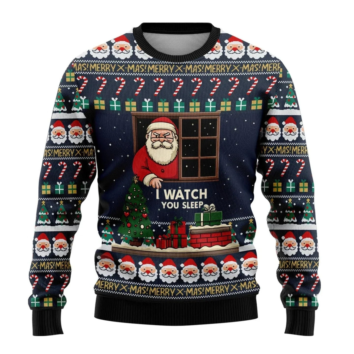 Heren Speelse Kersttrui met Allover Print en Ronde Hals