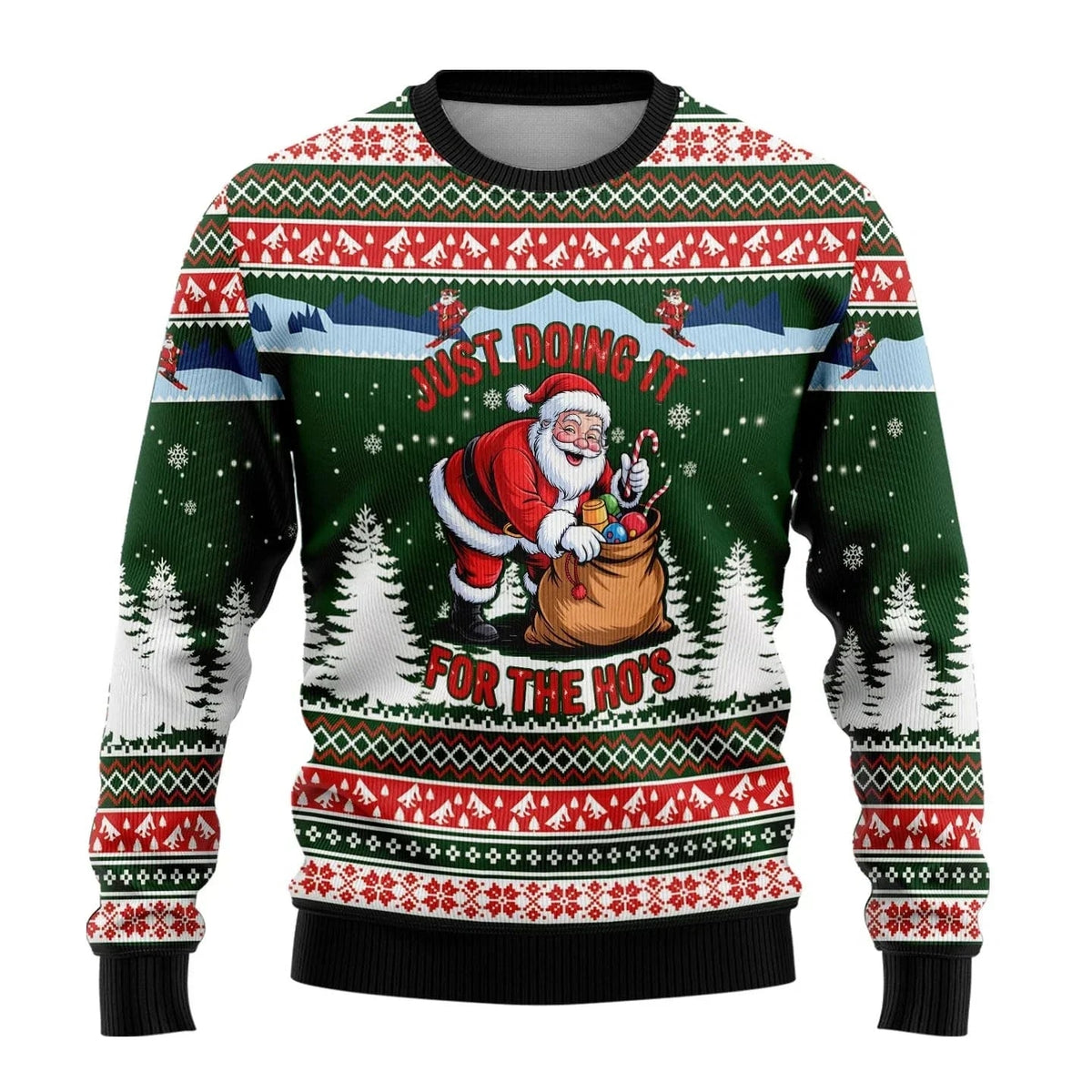 Heren Speelse Kersttrui met Allover Print en Ronde Hals