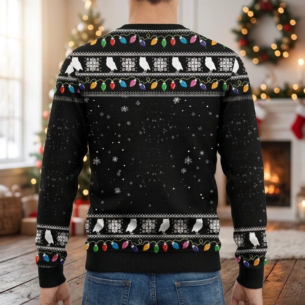 Heren Warme Kersttrui met Dierenprint en Ronde Hals