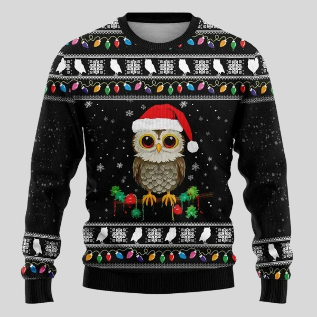 Heren Warme Kersttrui met Dierenprint en Ronde Hals