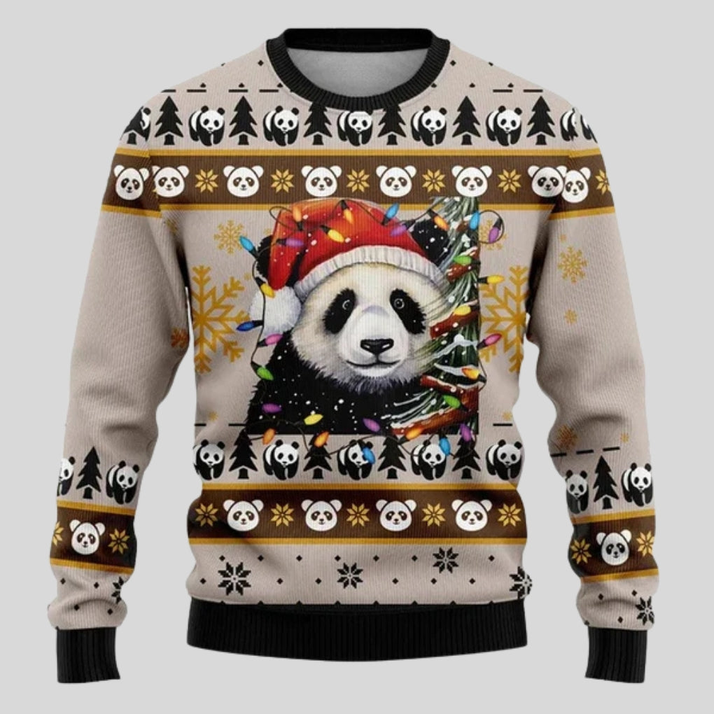 Heren Warme Kersttrui met Dierenprint en Ronde Hals
