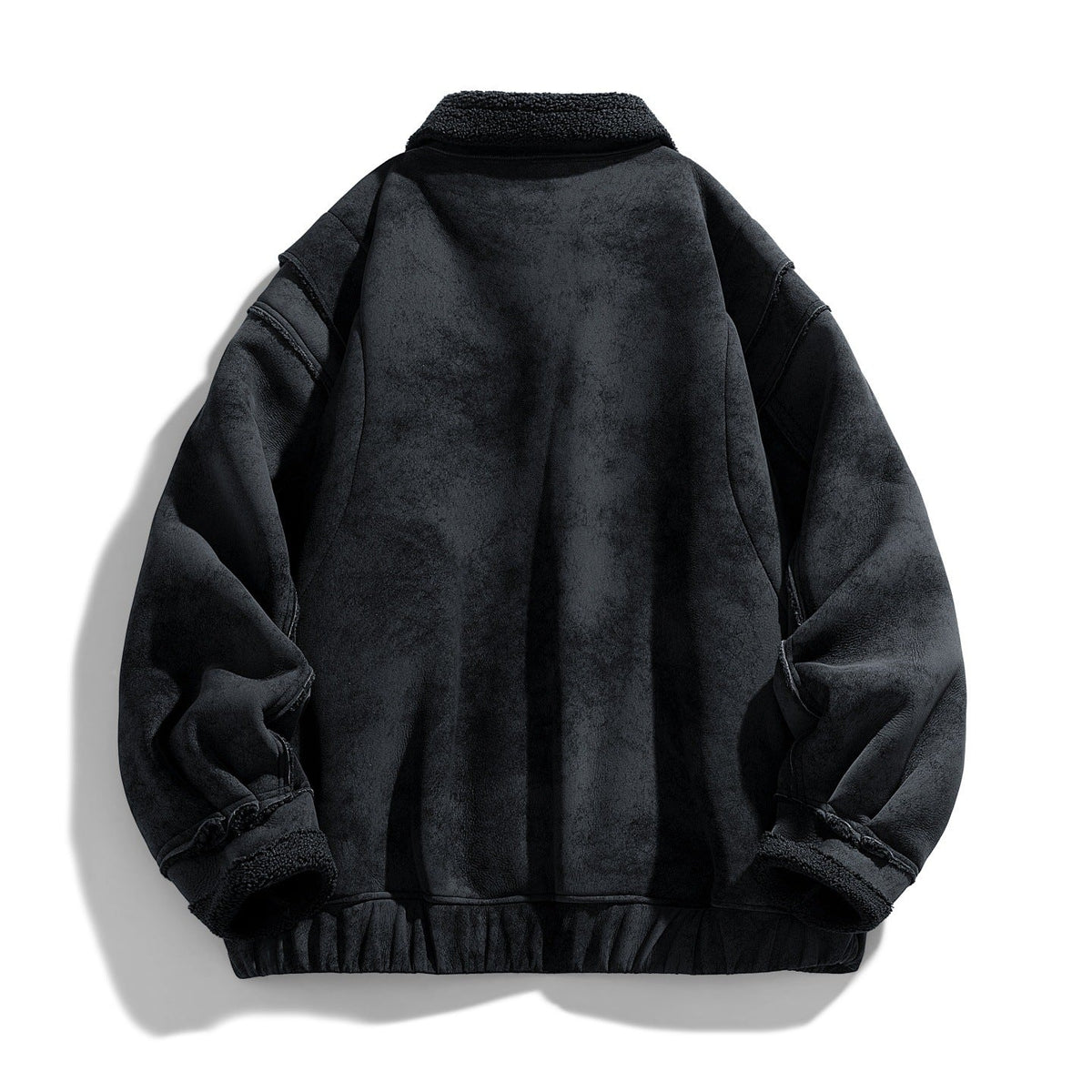 Heren Warme Kunstsuède Shearling Jas met Sherpa Voering