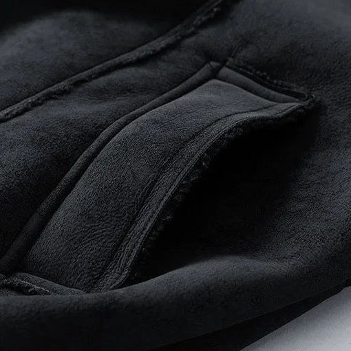 Heren Warme Kunstsuède Shearling Jas met Sherpa Voering
