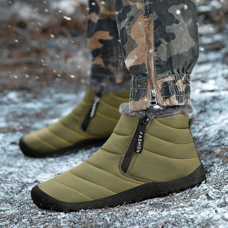 Heren Waterdichte Snowboots met Zijrits en Antislipzool