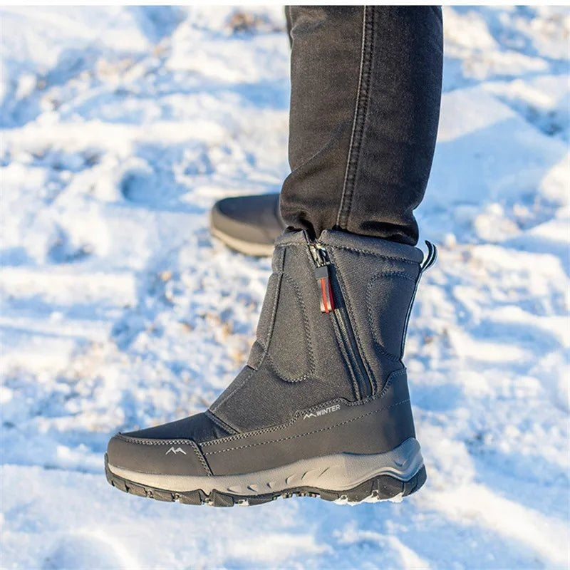 Heren Waterdichte Snowboots met Zijrits en Warme Voering
