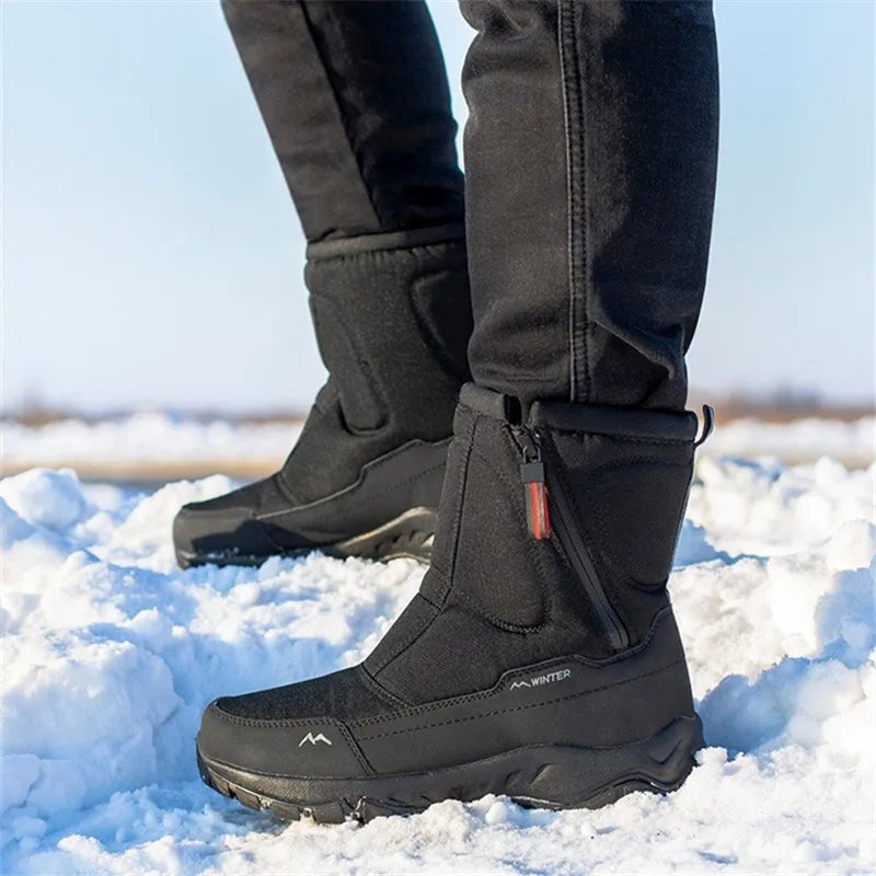 Heren Waterdichte Snowboots met Zijrits en Warme Voering