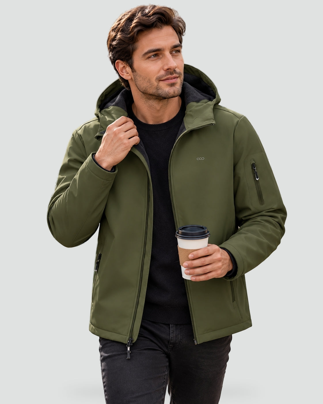 Heren Waterdichte Softshell Jas met Capuchon en Fleecevoering
