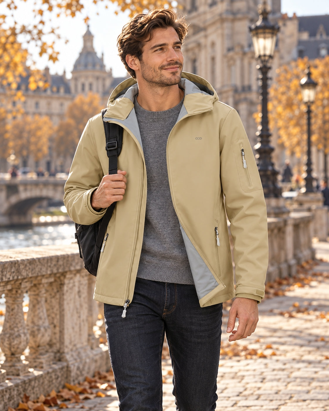 Heren Waterdichte Softshell Jas met Capuchon en Fleecevoering