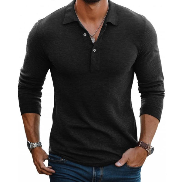 Herrepolo lange ærmer slim fit casual