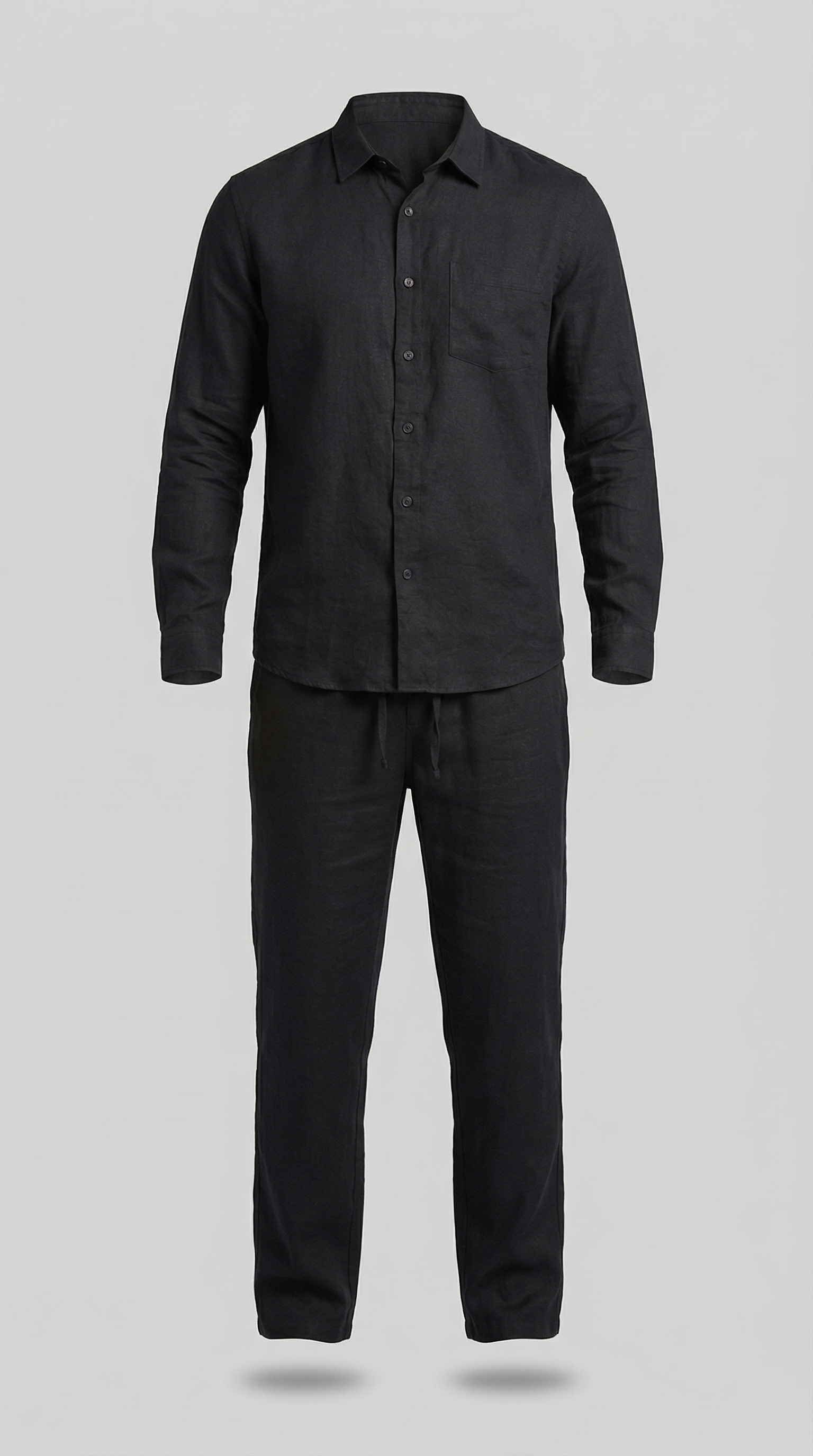 Herresæt skjorte bukser slim fit sommer