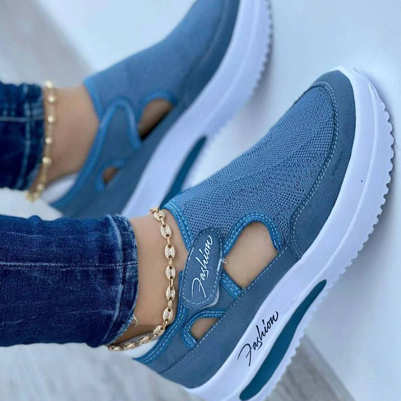 Dames Instap Sneakers Met Ademend Mesh En Dikke Zool