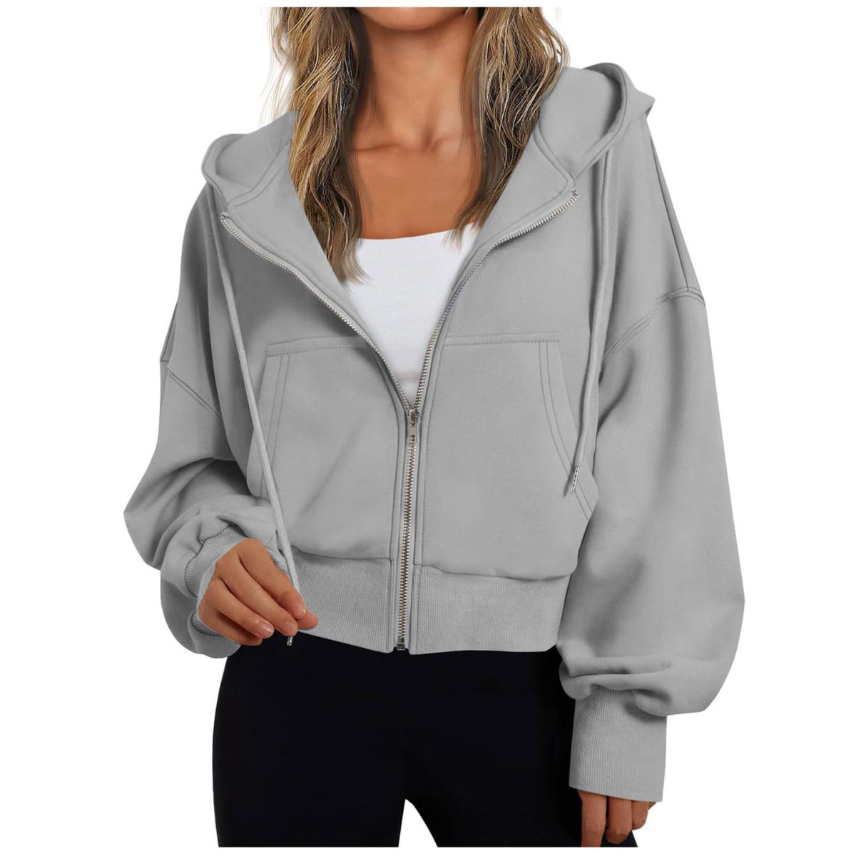 Hoodie til damer med lynlås og hætte
