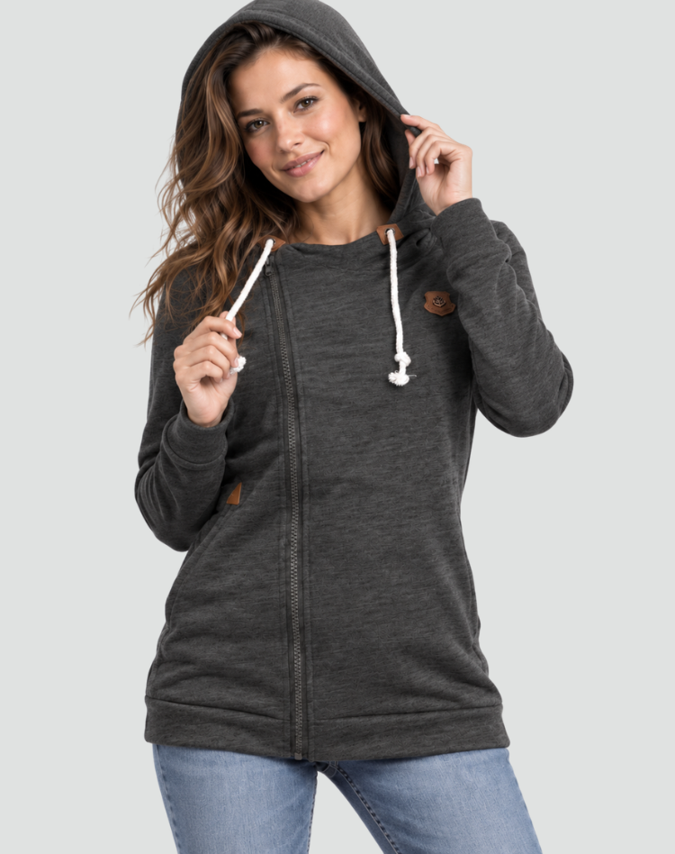 Gilet de sport pour femme avec capuche asymétrique