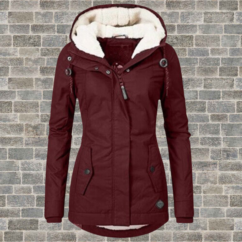 Abrigo de invierno para mujer, con capucha, forro polar y cálido