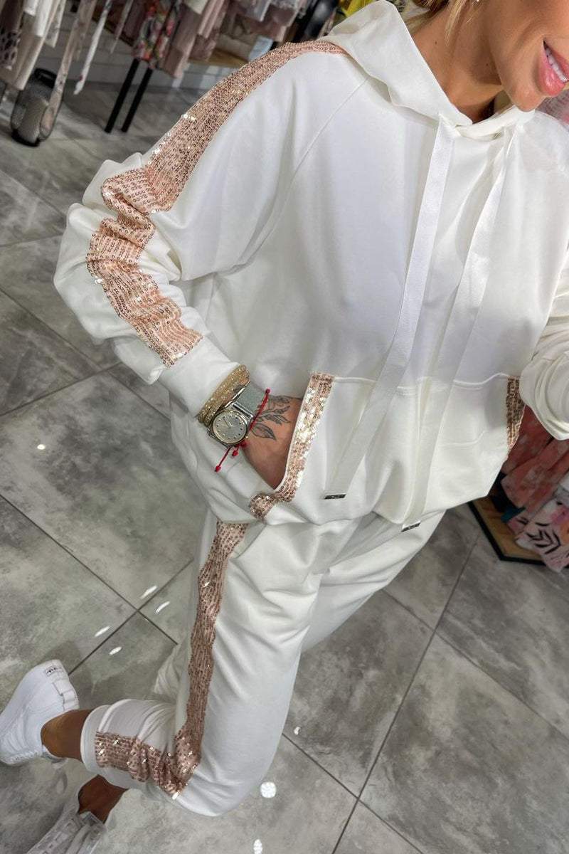 Conjunto de hoodie e calças de jogging para senhora com ajuste confortável