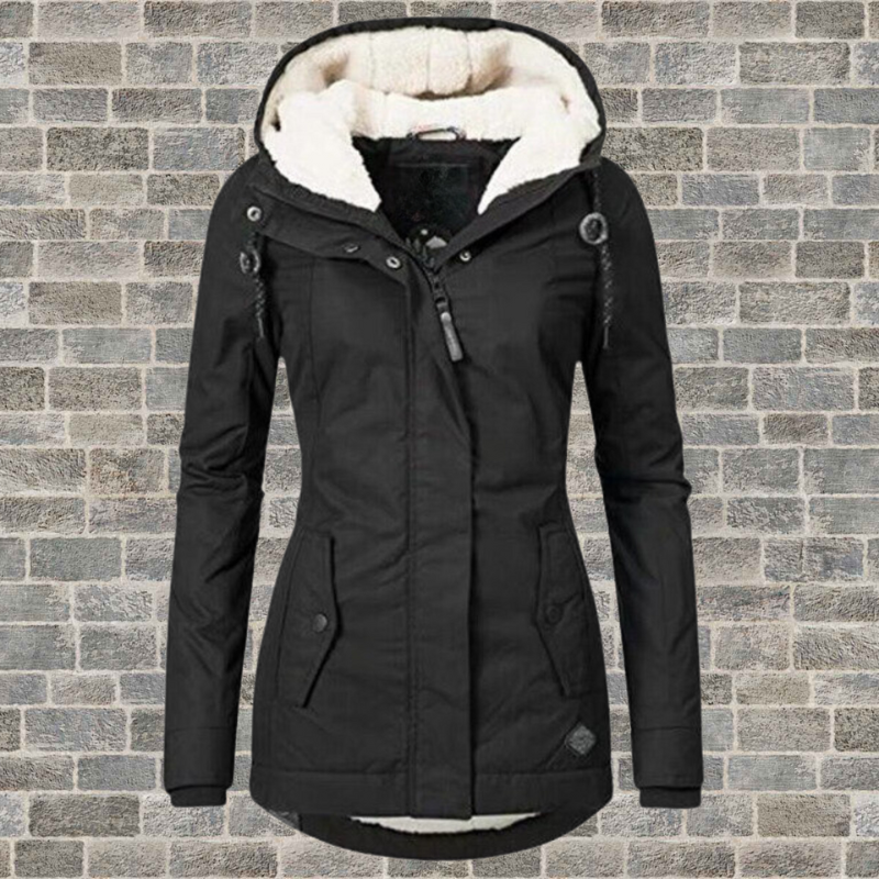 Abrigo de invierno para mujer, con capucha, forro polar y cálido