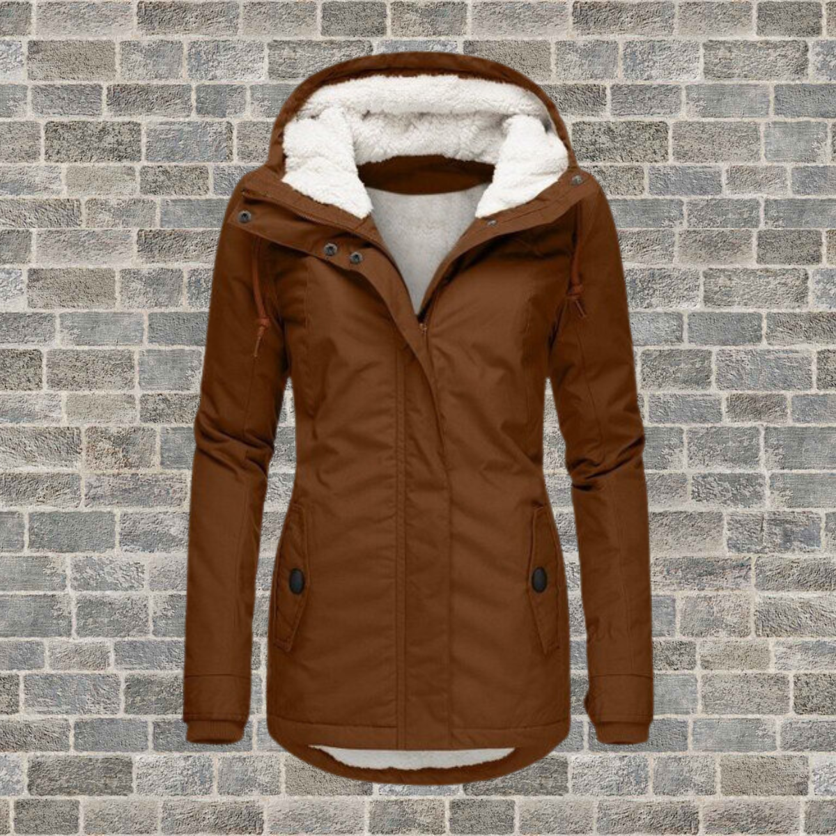 Abrigo de invierno para mujer, con capucha, forro polar y cálido