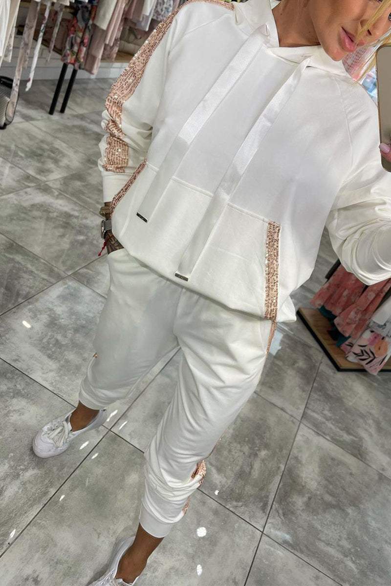 Conjunto de hoodie e calças de jogging para senhora com ajuste confortável