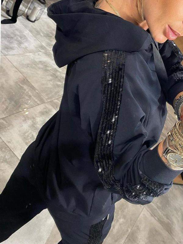 Conjunto de hoodie e calças de jogging para senhora com ajuste confortável