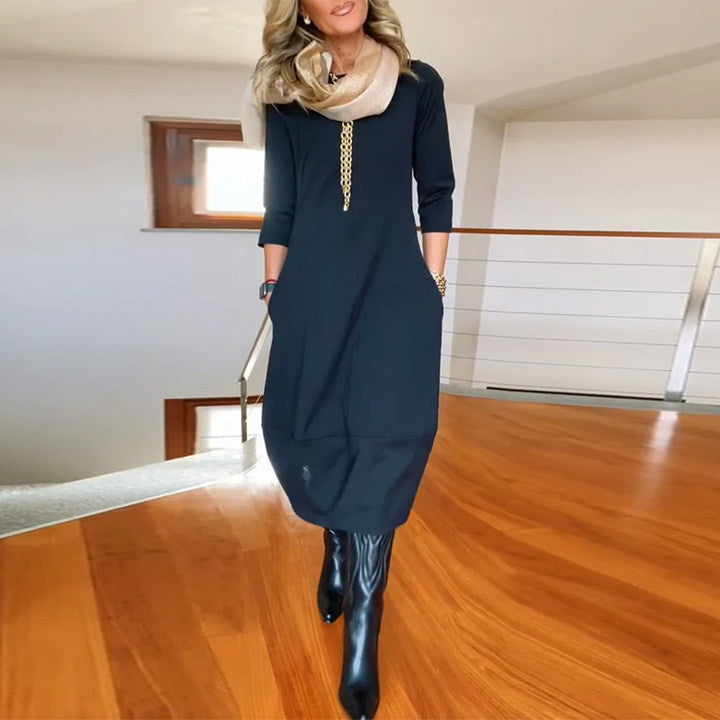 Elegant vintage maxi kjole til kvinder med lommer