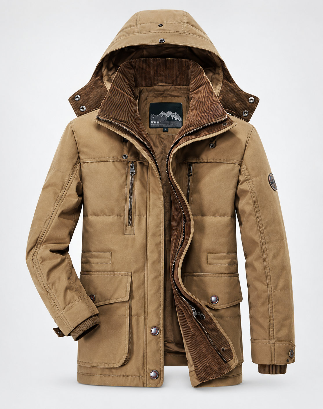 Chaqueta de invierno para hombre con forro polar y capucha desmontable