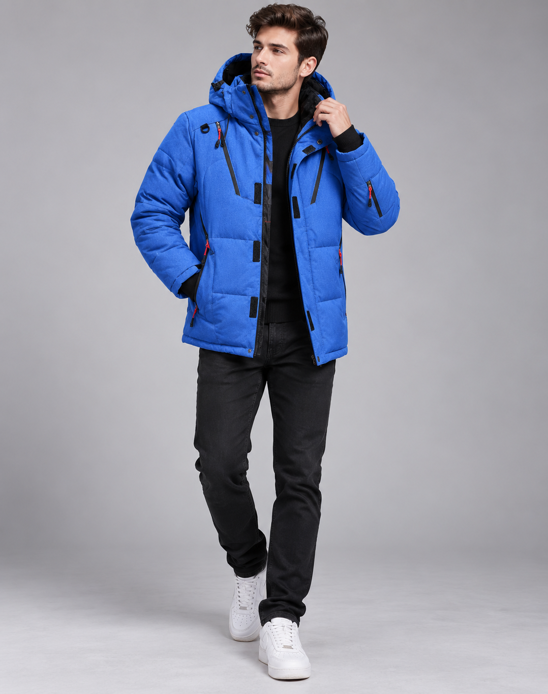 Padded Puffer Jacket for Men with Hood, Water-Repellent