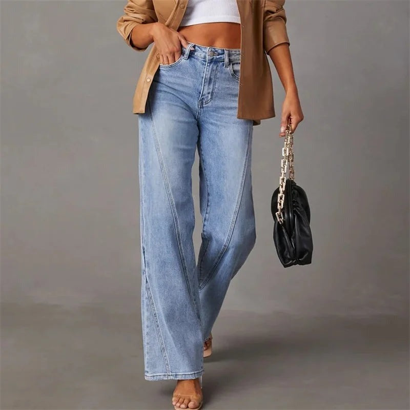 Jeans Mulher Perna Larga Casual
