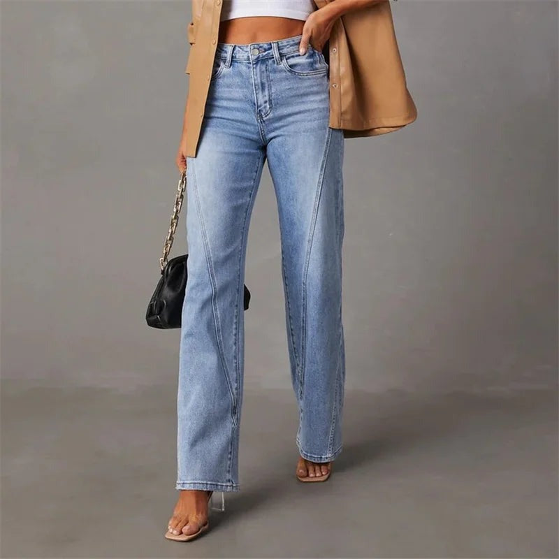 Jeans Mulher Perna Larga Casual