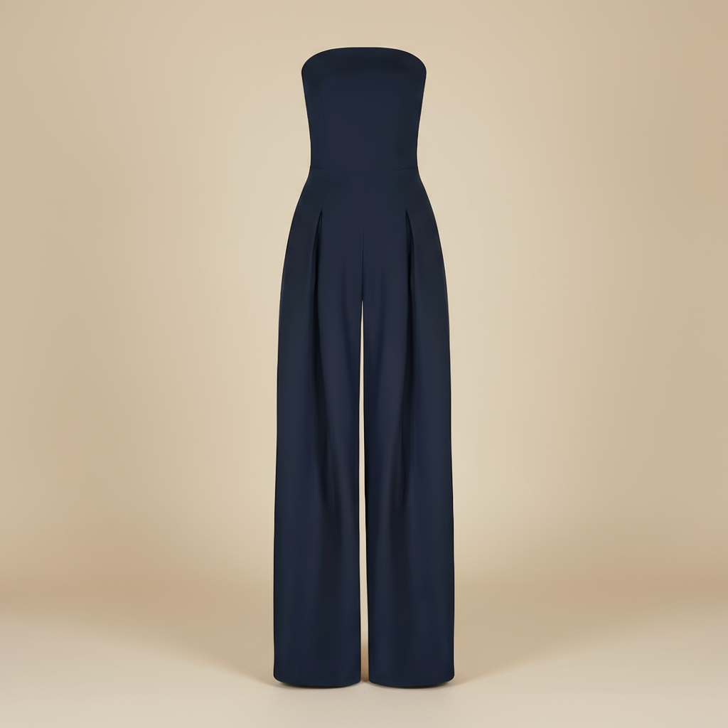 Mono Mujer Sin Tirantes Pantalones Anchos Cuerpo Estructurado Elegante