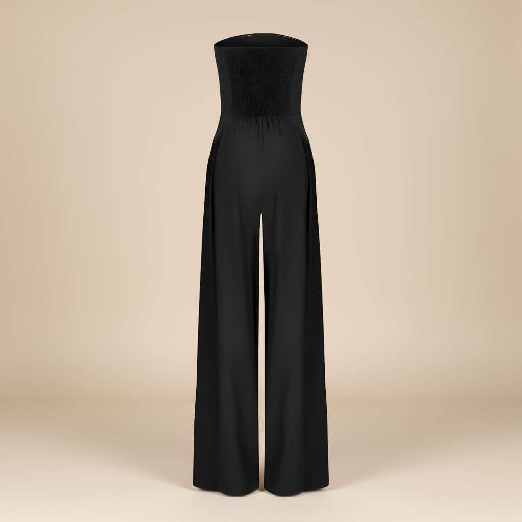 Mono Mujer Sin Tirantes Pantalones Anchos Cuerpo Estructurado Elegante