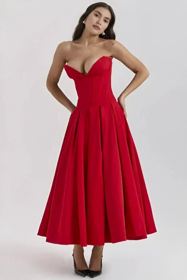 Vestido Mujer Ocasión Falda Voluminosa Formal