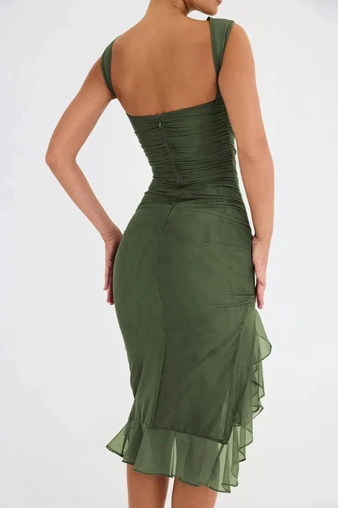 Vestido Senhora Malha Gola Redonda Costas Baixas Médio Gala