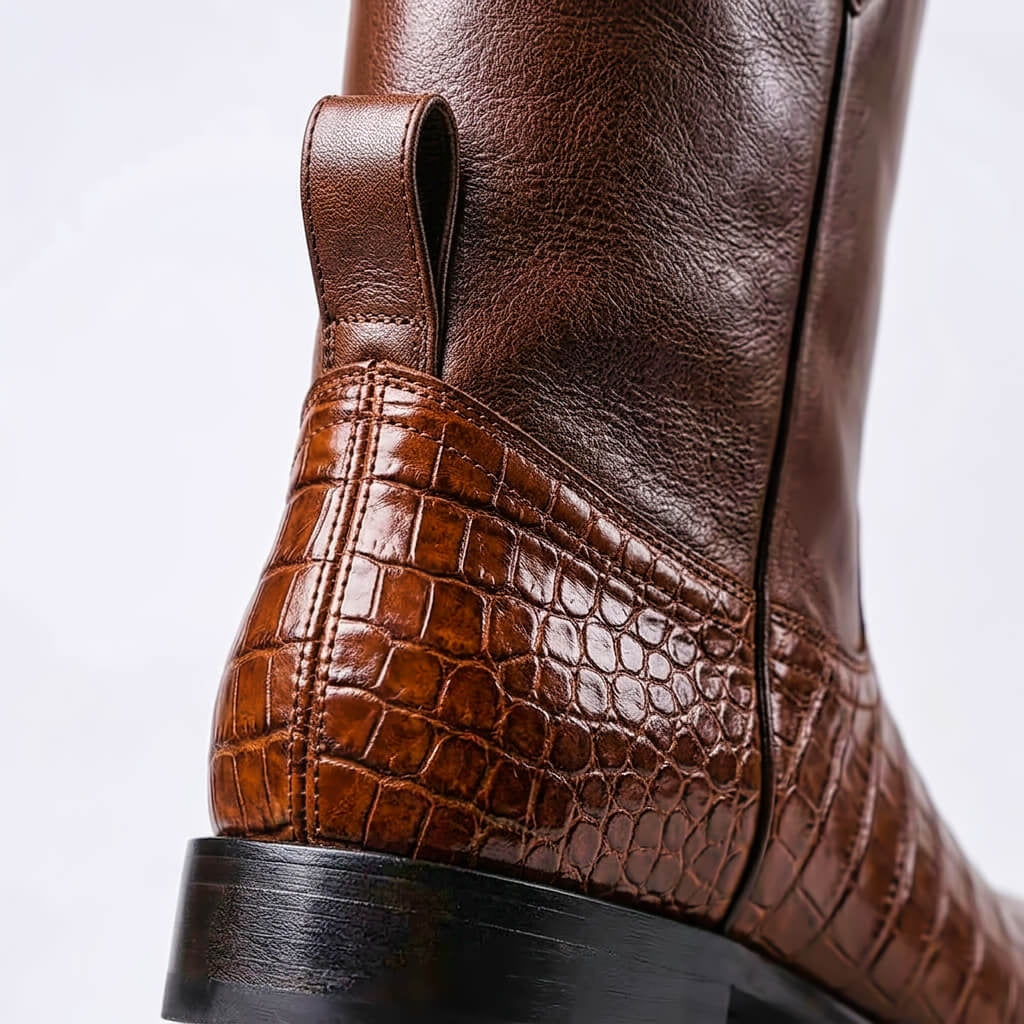 Klassieke Leren Cowboylaarzen met Krokodilprint voor Heren