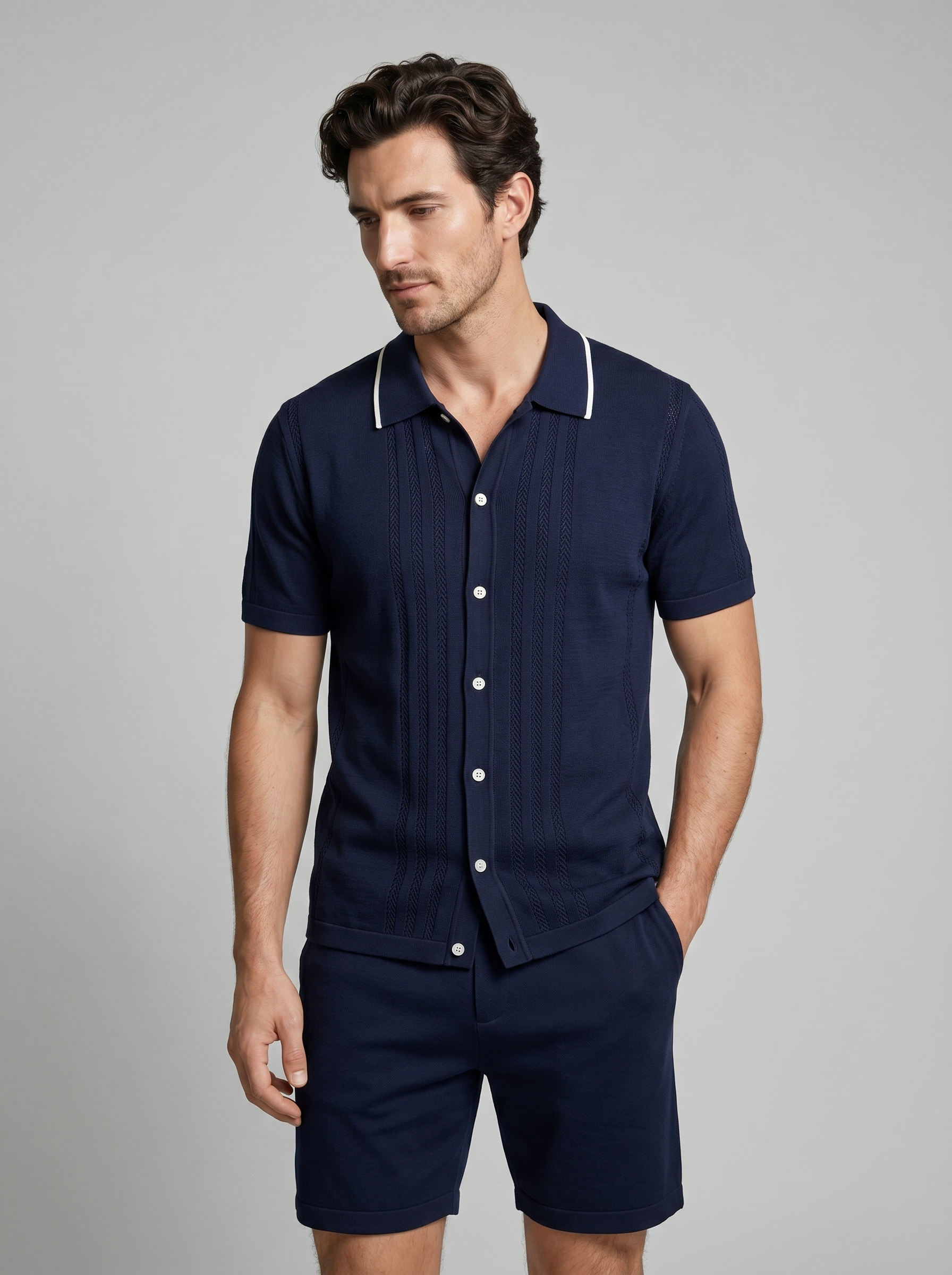 Conjunto Malha Dois Peças Homem Cintura Elástica Casual